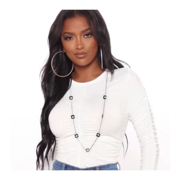 KATE SPADE • Silver Hole Punch Rosary Long Necklace - Picture 2 of 5